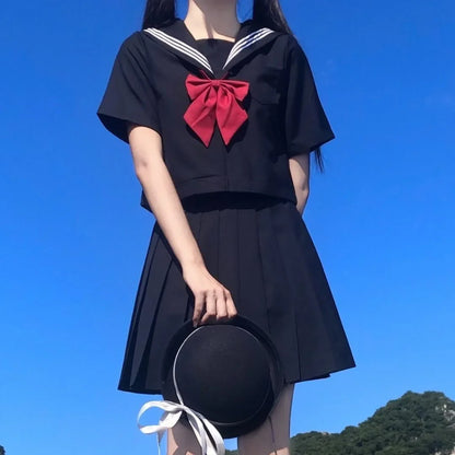 Japanese school uniform girls S-8XL plus size Jk suit white two black three basic sailor uniform women long sleeve suit