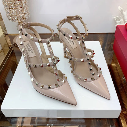 Women's Gladiator sandals Summer 2026 Luxury With Ankle Strap Pointed Toe Fashion Rivet High Heels Party Ladies Shoes Women 10cm