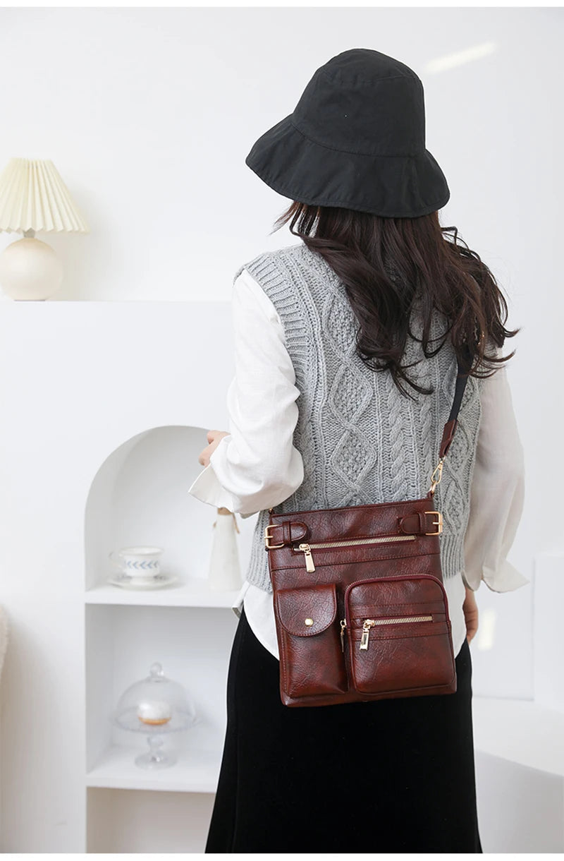 Designer Luxury Handbags 2025 New Vintage Soft Leather Tote Bags For Women Multi-pocket Shoulder Messenger Bags High quality Sac