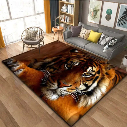 Extra Large Tiger Floor Mat Realistic 3D Tiger Print Mat with Mat for Living Room Bedroom Office Indoor Mat Modern Home Decor