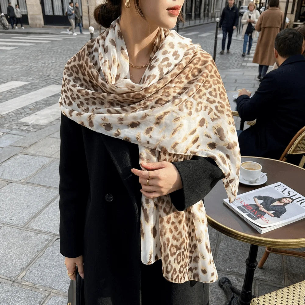 New Elegant Design Chiffon Scarf Print Pattern Classic Style Shawl Wrap Breathable Lightweight Sun Protection Scarf Women Wear