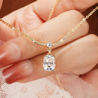 OXTAO Certified  7x9mm Moissanite Pendant Necklace 3mm D VVS1 for Women Sweet Smile Necklace Wedding Jewelry 14K Gold Filled