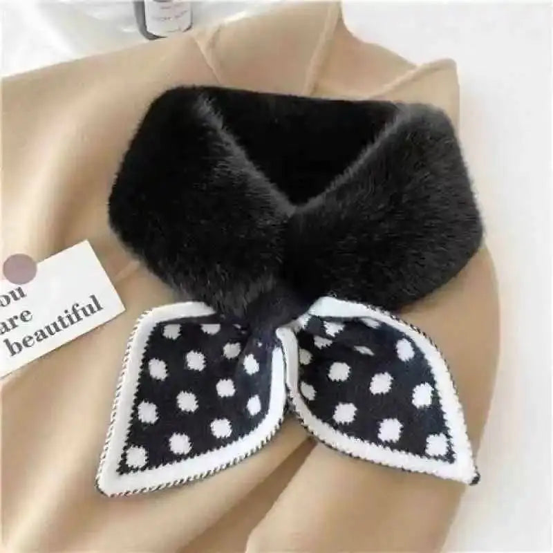 2025 New Dot Scarf, Warm Fleece Neck Cover, Autumn/Winter Korean Style Versatile Anti-Frost Fashion Women's Scarf
