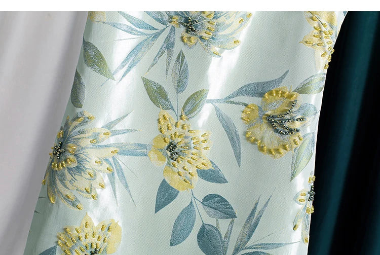 Women Chinese Style Cheongsam Jacquard Beaded Dress Sleeveless Tank Dress Elegant Vintage Party Dress Ladies