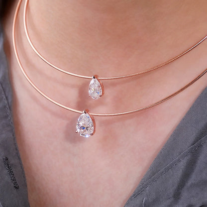 3-5CT Pear Cut Moissanite Pendant Necklace 925 Sterling Silver 18k Gold Plated 1.5mm Chain Party Wedding Jewelry for Women Gift
