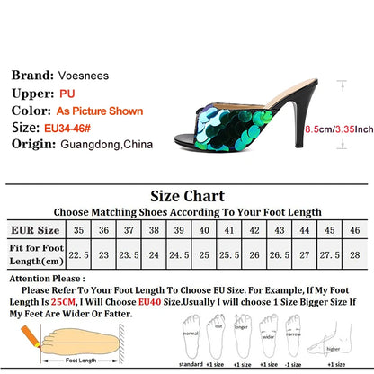 Elegant Style Lady Slippers Nightclub Club Summer Sequins High Heels Luxury Designer Stiletto Sandals Women Party Shoes Female