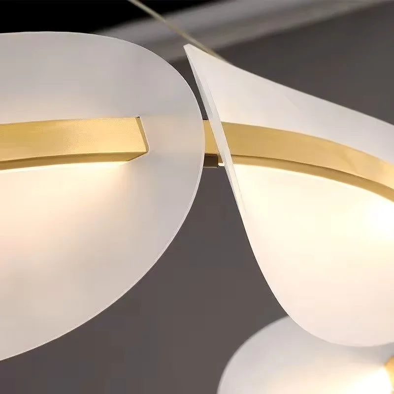 Nordic Leaf Chandelier Modern Acrylic Ring Light Living Dining Room Lighting Decor Home Bedroom Kitchen Hanging Lights Luminaire