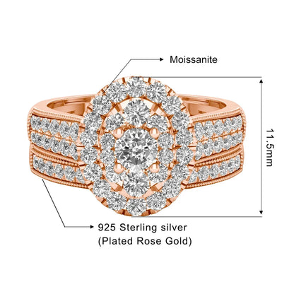 Luxury Fancy Engagement Moissanite Rings 2 Piece Solid Sterling Silver 925 Wedding Jewelry For Woman Diamond Girl Gift Certified