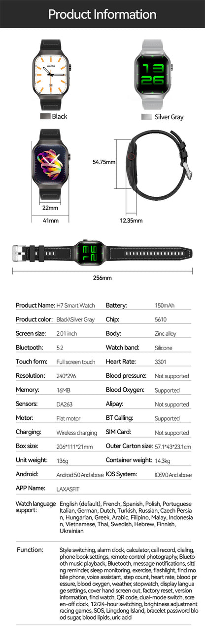 New Curved Screen Women's Smart Watch 2.01'' AMOLED HD Touch Screen Bluetooth 5.3 Voice Call Men's Fitness Smart Watch