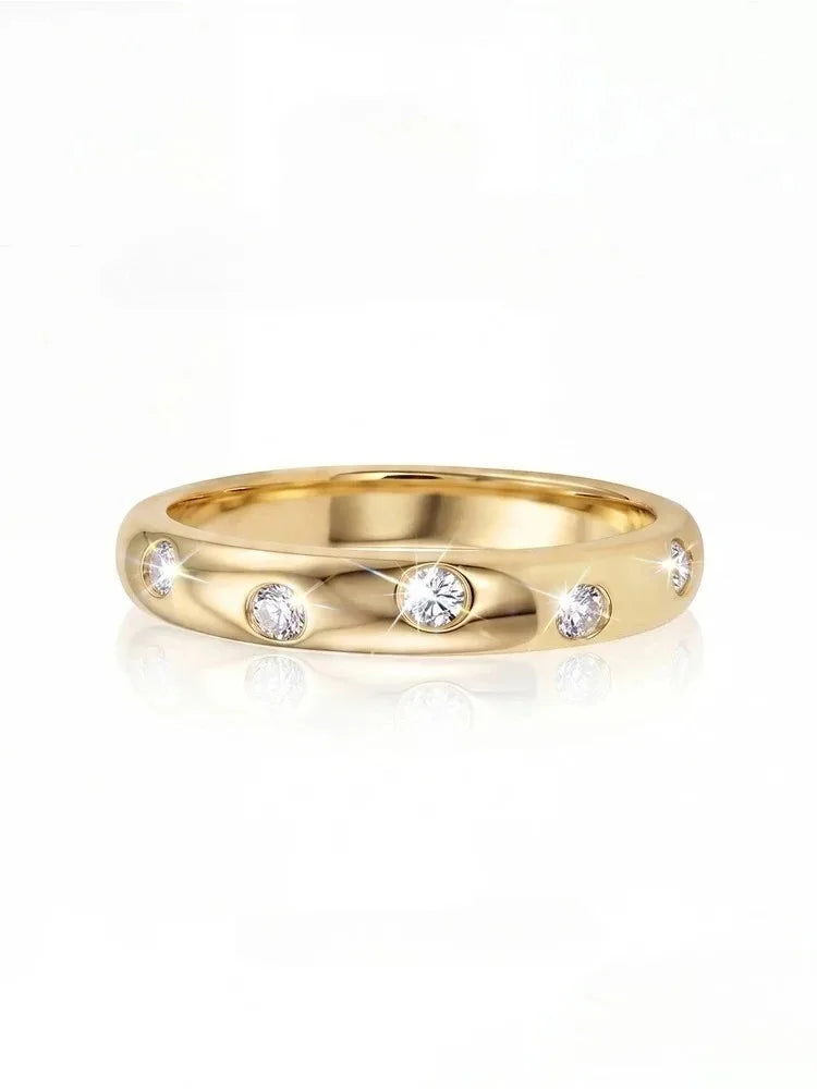 GRA Real Round Moissanite Diamond with Certificate Rings for Women Daily Party Wear 925 Sterling Silver Fine Jewelry