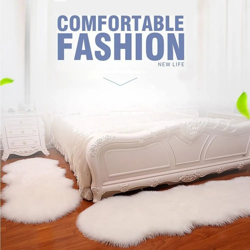 Imitation Wool Non Slip Fluffy Shaggy Floor Protection Soft Rugs Washable Sheepskin Rug Bedroom Mats Faux Fur Home Decor