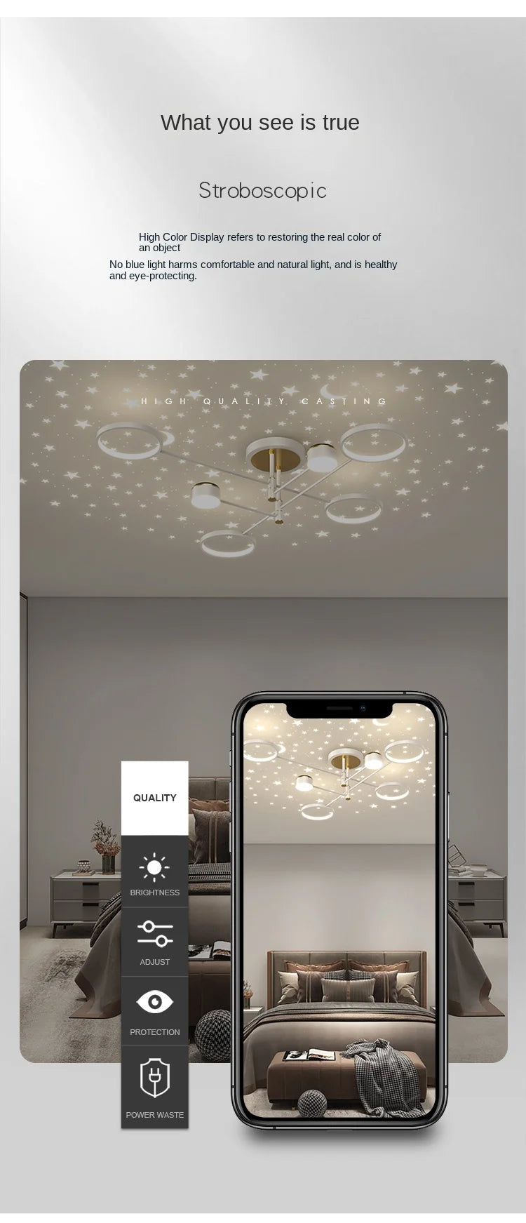 2025 New Chandeliers Romantic Starry Modern Ceiling Light Fixture 6 Lights White Creative Home Stepless Dimmable Ceiling Lamp