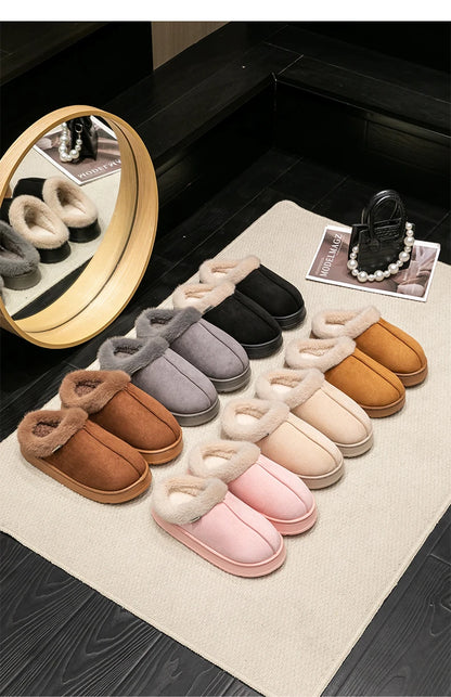 Women Fluffy Slippers for Autumn Winter Indoor EVA Thick Sole Anti-Slip Warm Unisex House Shoes