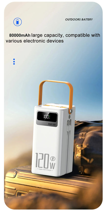 Gaiaray Portable Power Bank 50000mAh 80000mAh Large Capacity External Power Battery 120W Fast Charge With USB Type-C LED Light