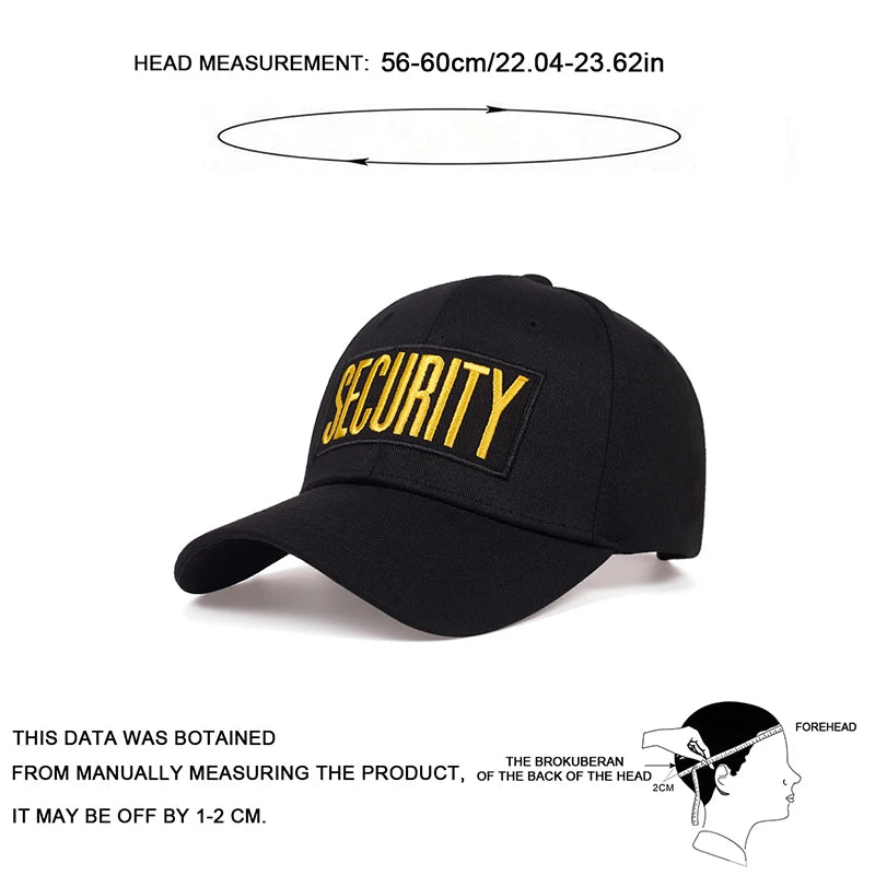 Unisex SECURITY Letter Embroidery Baseball Caps Spring And Autumn Outdoor Adjustable Casual Hats Sunscreen Hat
