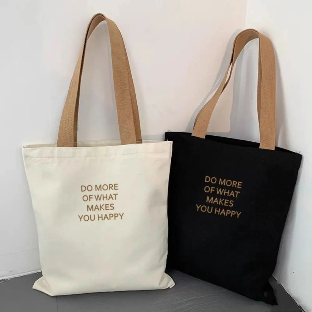 Trendy Canvas Tote Bag High Capacity Eco Reusable Bag Shopper Bags Girl Power Shoulder Strap Underarm Bags for Ladies