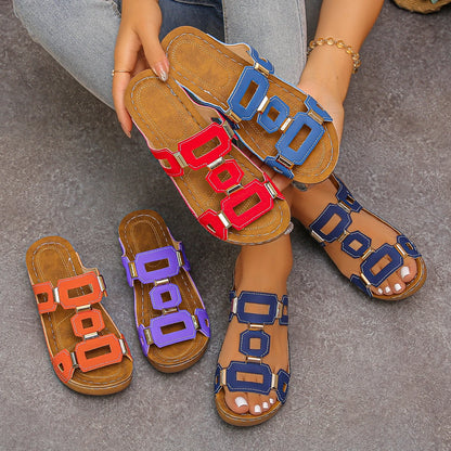 Large Size Roman Style Women's Sandals Open Toe Beach Slippers Summer Wedges Comfortable Outdoor Slip-On Shoes for Women