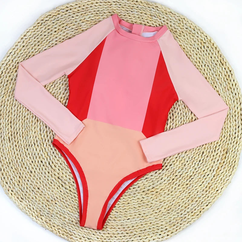 MUOLUX Rash Guard 2024 Long Sleeve One Piece Women Swimsuits Swimwear Female Monokini Uv Sun Protectio Zipper Sport Bathing Suit