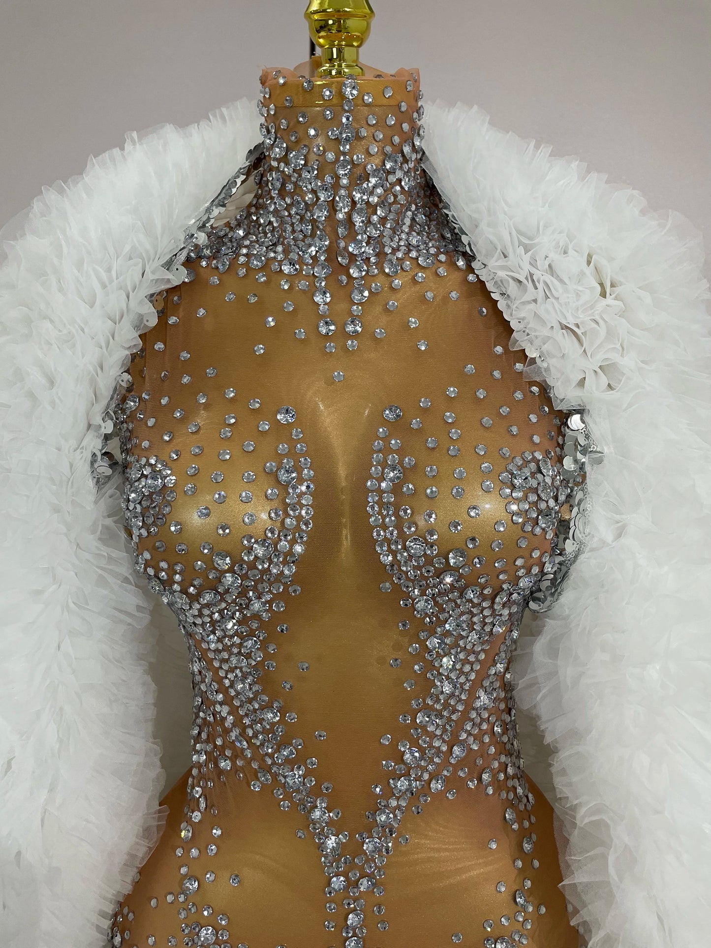 Sexy Stage Sparkly Rhinestone Mesh See Through Crystal Bodysuits Women Luxury Birthday Dancer Nightclub Bar Performance Outfit