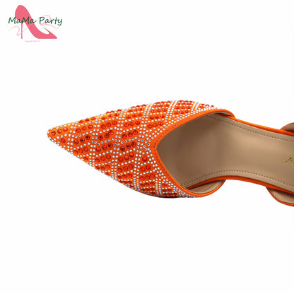 Peach Color New Arrivals Nigerian Women Shoes and Bag Set High Quality Super High Heels for Garden Party