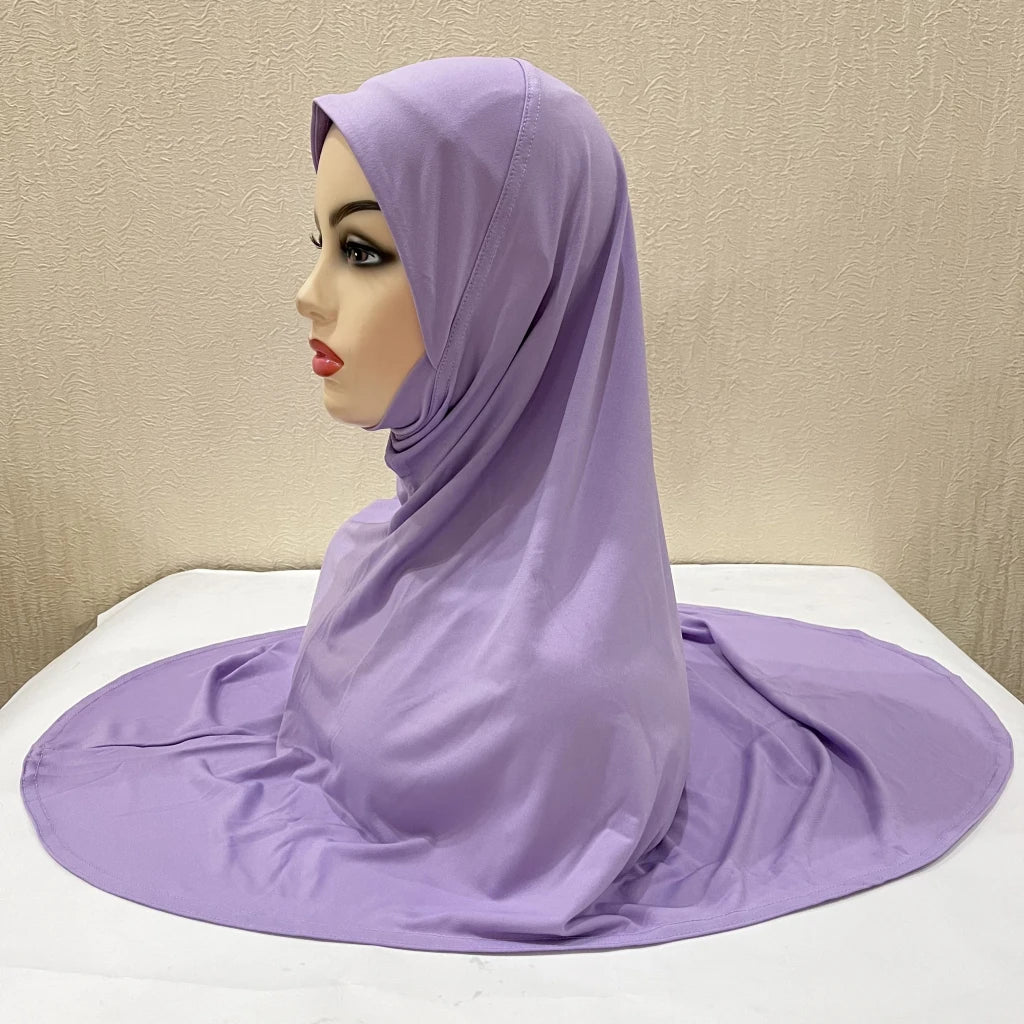 H124 Adults high quality big size muslim hijab scarf with chin part islamic headscarf hats armia pull on headwrap turban caps
