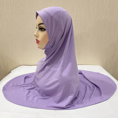 H124 Adults high quality big size muslim hijab scarf with chin part islamic headscarf hats armia pull on headwrap turban caps