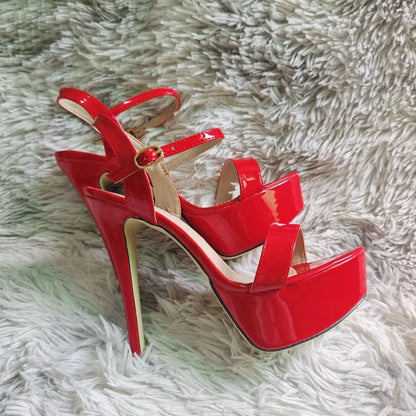 Women Peep Toes Sandals Stiletto Sexy Pumps Luxury Club 14cm Elegant Platform High Heels Nighclub Party Wedding Jazz Dance Shoes