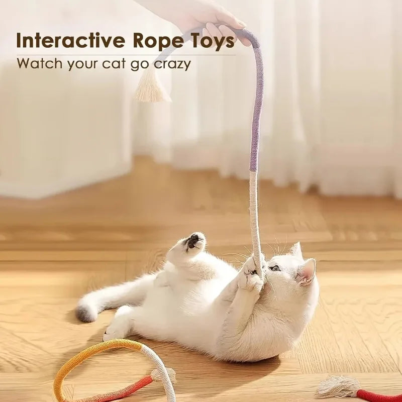 Cotton Cat Chew Toy for Teeth Cleaning Catnip Rope Toys for Indoor Cats Nibbling Exercise Interactive Cat Nip Teething Toys