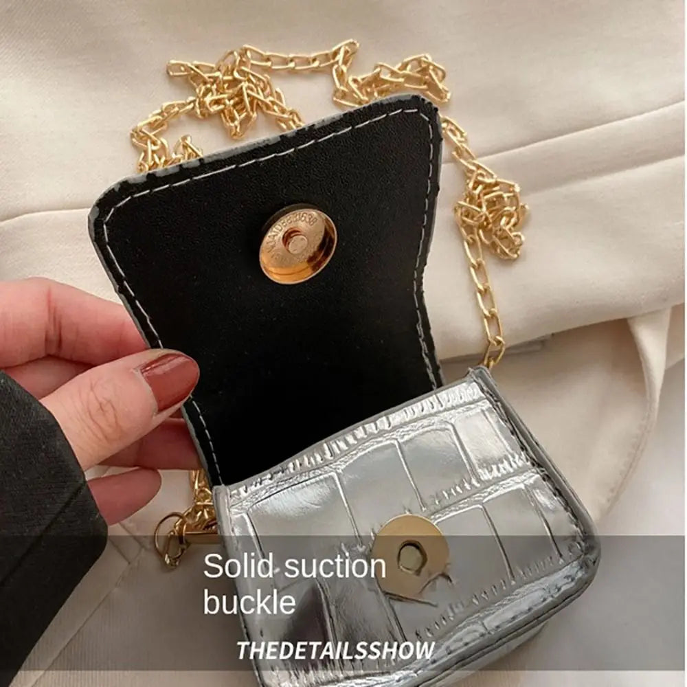 Korean Fashion Mini Crossbody Bags PU Simplicity Shoulder Bag Versatile Chain Handbag Lipstick