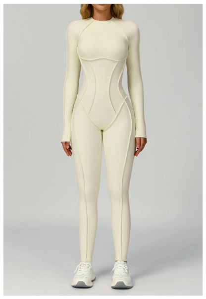Sexy Hollow Back Long Sleeve Yoga Jumpsuit Women Quick Dry One-piece Yoga Suit Gym Training Leggings Playsuit Slim Fit Bodysuits