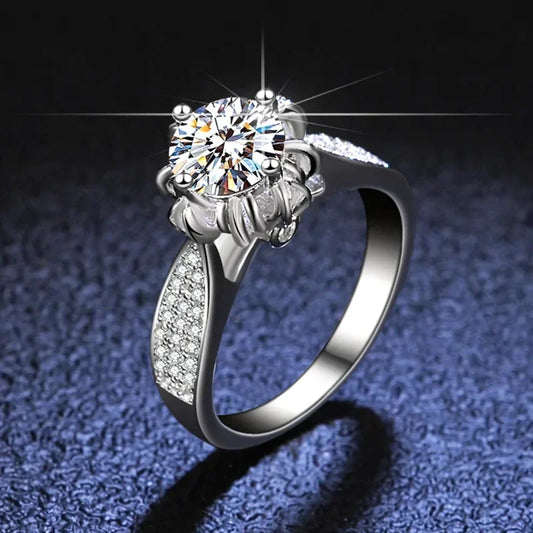 Women's Luxury PT950 Platinum Eternal Wedding Ring - 1 Carat Real GRA VVS Moissanite Diamond, Fine Jewelry