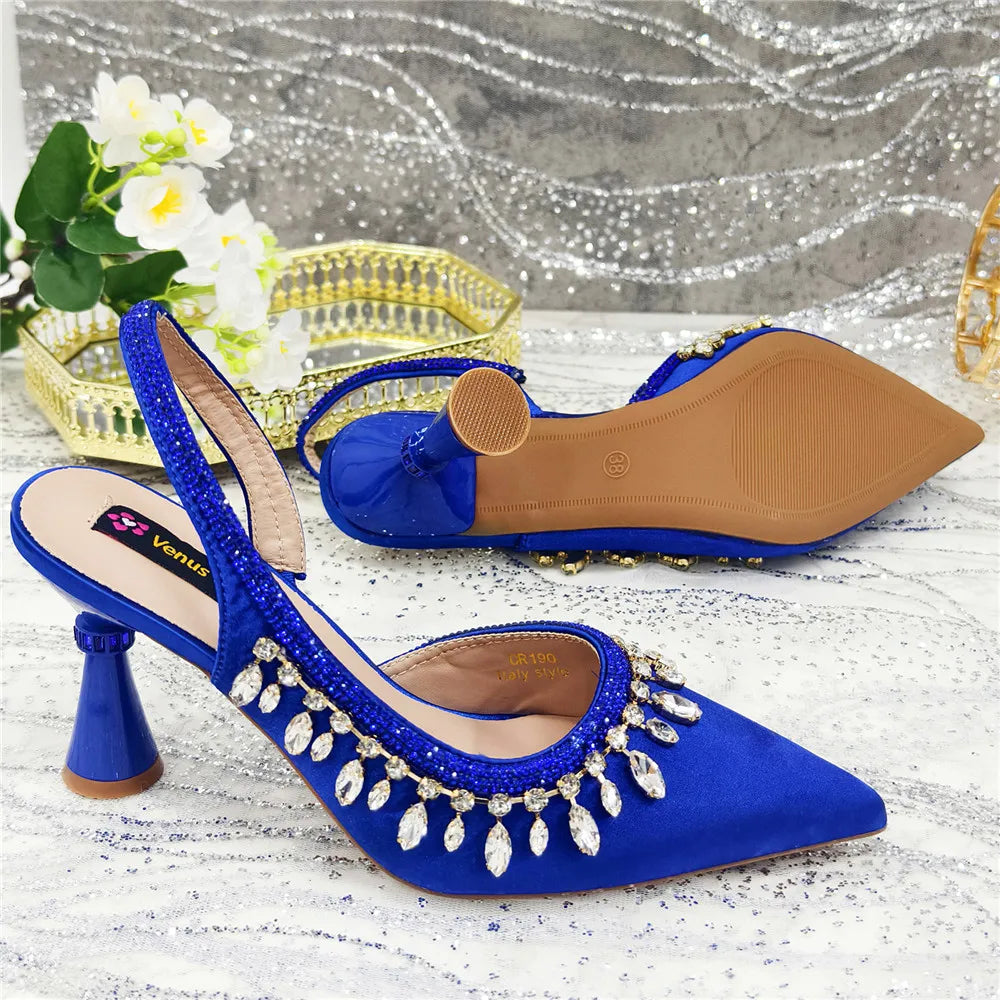 Designer Shoes Women's Luxury 2026 Elegant Crystal Women's Shoes Italian Women's Wedding Rhinestone Nigeria Party Wedding Pump