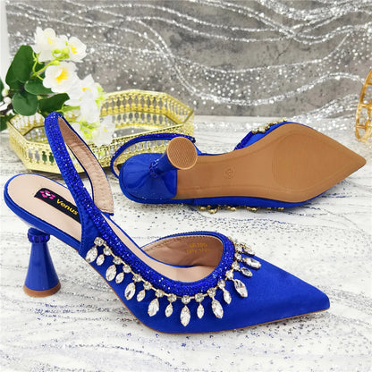 Designer Shoes Women's Luxury 2026 Elegant Crystal Women's Shoes Italian Women's Wedding Rhinestone Nigeria Party Wedding Pump