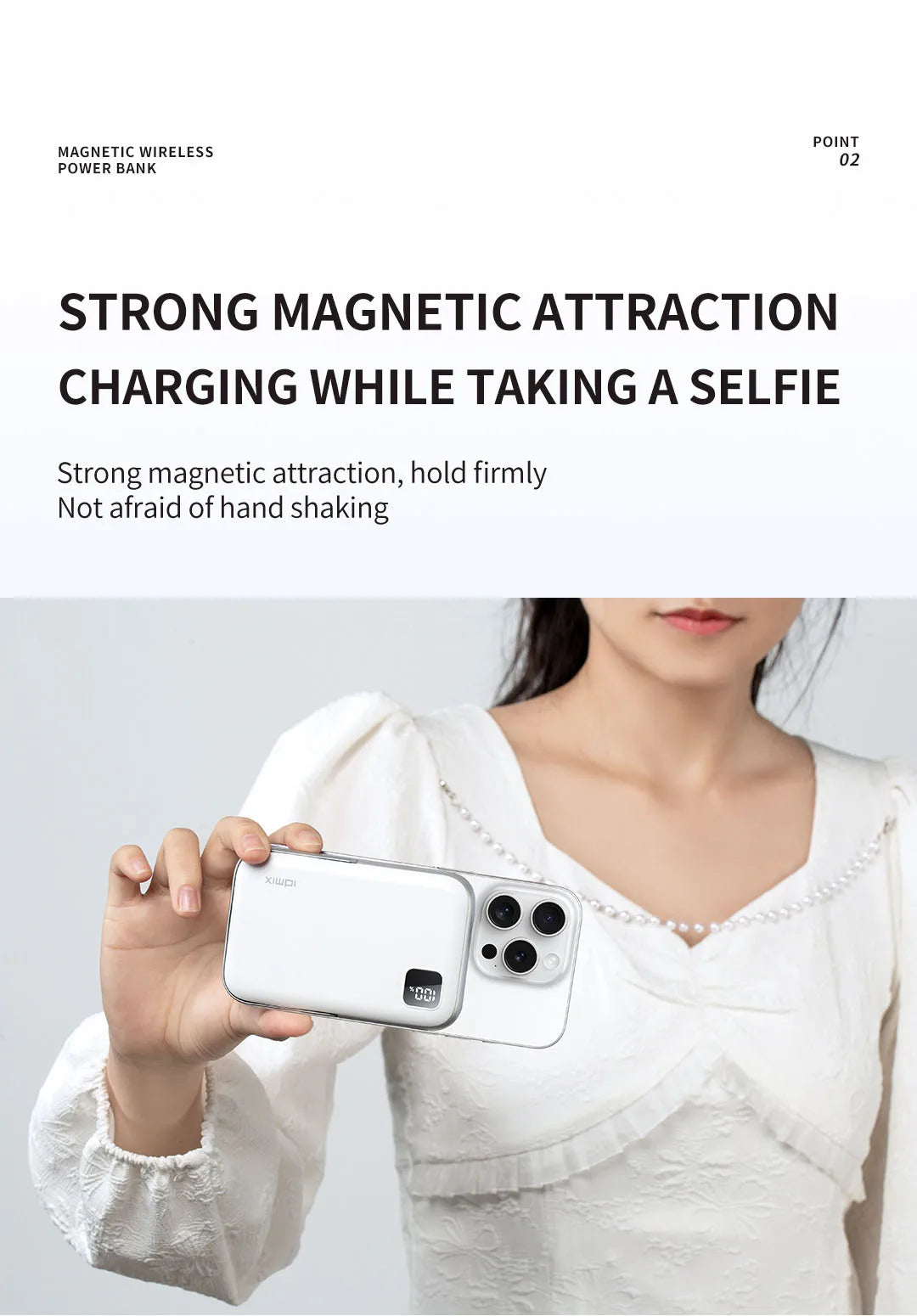 IDMIX Power Bank Magnetic Wireless Charging 10000mAh Portable with Bracket Power Bank for iPhone 12 13 14 15 and Android Phone