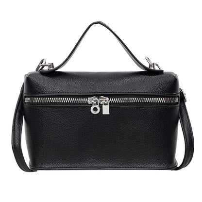 Fashionable Light Luxury Solid Color Box Bag Litchi Pattern Portable Carrying Crossbody Bag Daily Commuting Versatile Square Bag