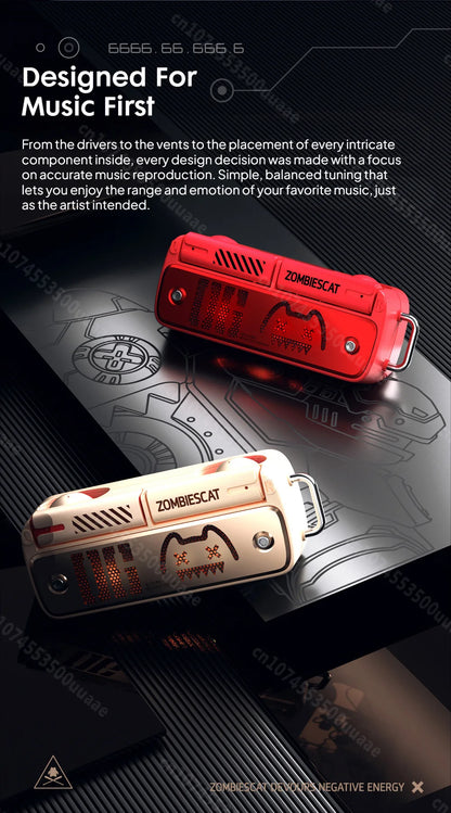 Zombies Cat B8 TWS Wireless Earbuds Necklace Design Bluetooth 5.4 Headphone ENC Call Noise Reduction Wireless Earphones with Mic