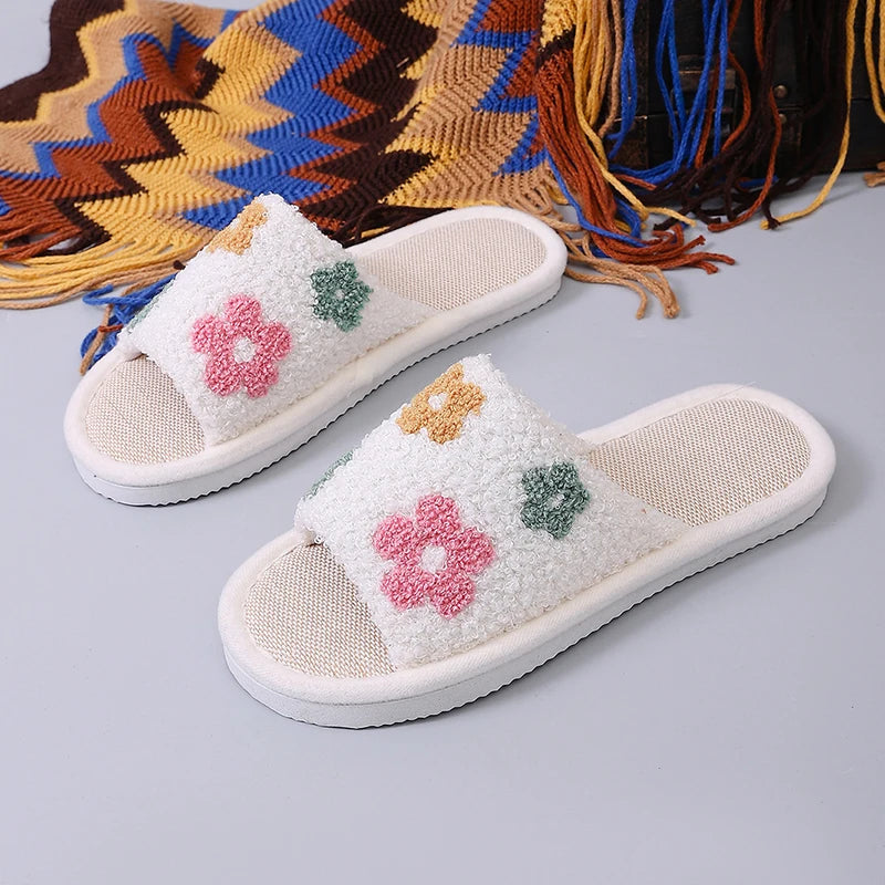 Flower Women's Slippers Home Flats Elegant Spring Summer Luxury Designer Woman Shoes Fashion Indoor Slides Soft Sole Lightweight