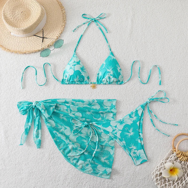 Sexy Swimsuit Women's Bikinis Swimwear Woman 2026 Bathing Suit 3 Piece Triangle Bikinis Sets Beach Dress Wear Cover Up Beachwear