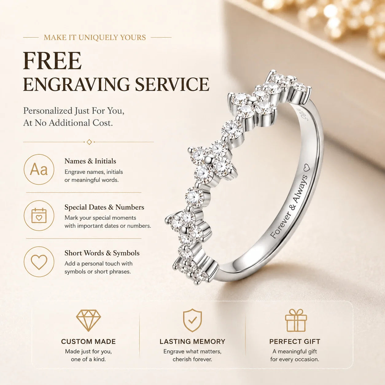 Custom Lab Grown Diamond VVS Clarity 9K 14K Gold 0.5cttw D Color Anniversary Engagement Promise Wedding Ring for Women