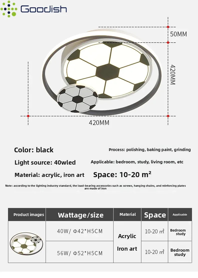 Children Modern Football Ceiling Lights LED Lamp for Boy's Bedroom Kids Study Living Dining Room Art Home Decoration Chandelier