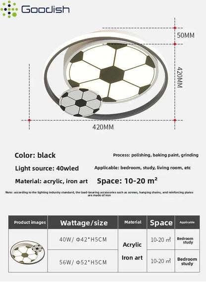 Children Modern Football Ceiling Lights LED Lamp for Boy's Bedroom Kids Study Living Dining Room Art Home Decoration Chandelier