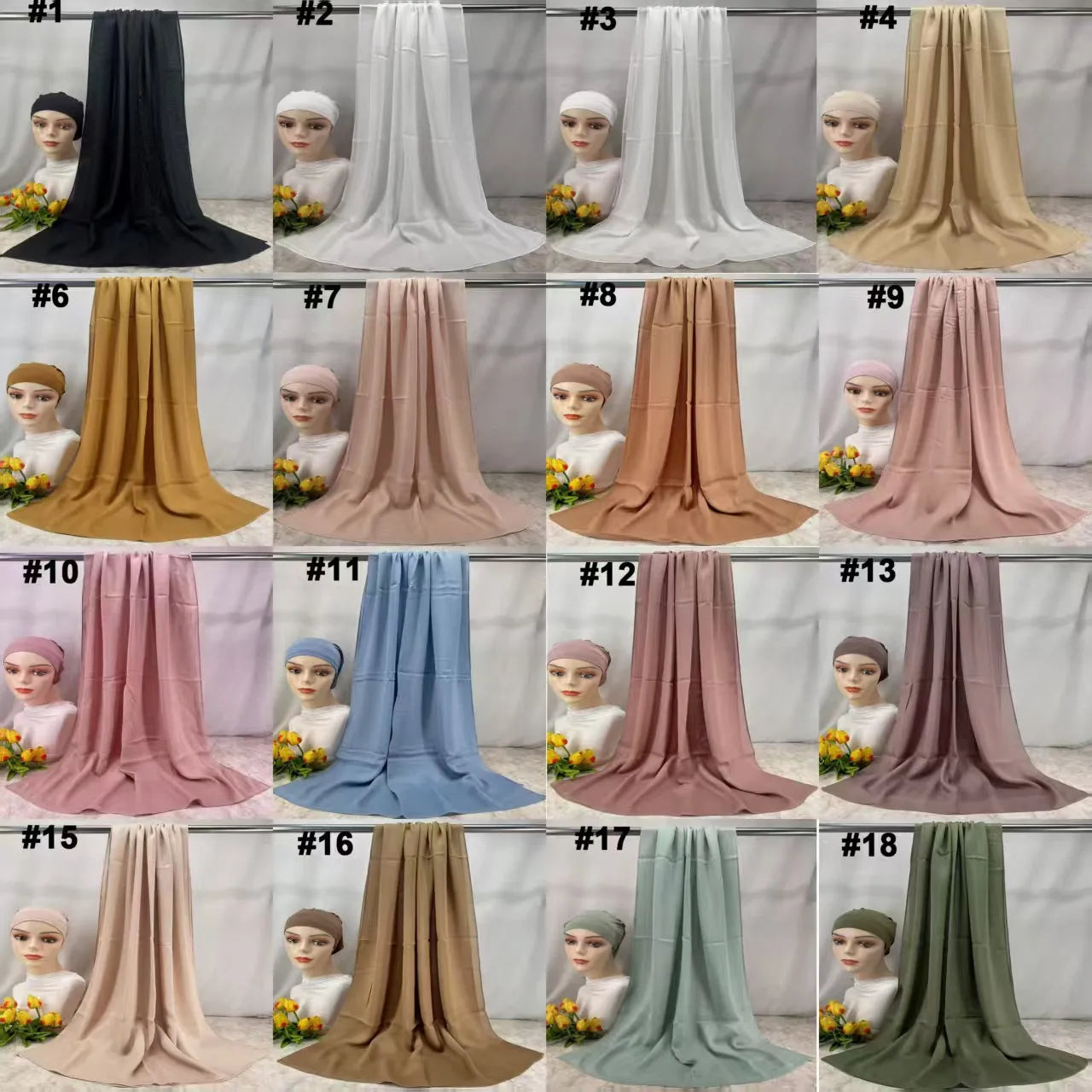 110colors Modal Hijab with Modal Undercap Set Basic Stretchy Pullover Headscarf Thin Breathable Sunscreen Head Wrap Hijabs Scarf