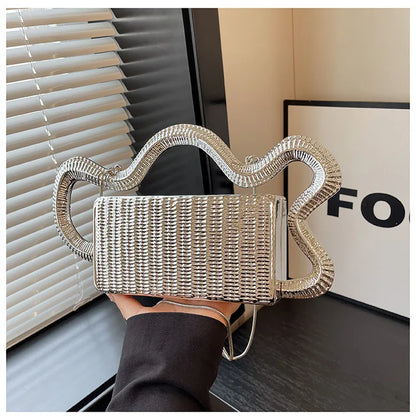 2026 Luxury Designer Women's Shoulder Bags Silver Evening Clutch Bag Trend Clip Party Purse Fashion Crossbody Handbag
