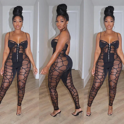 Sexy Spaghetti Strap Plaid Print Strapless Jumpsuit Women Club Party Night Bodycon Jumpsuits and Rompers One Pieces Club Outfits