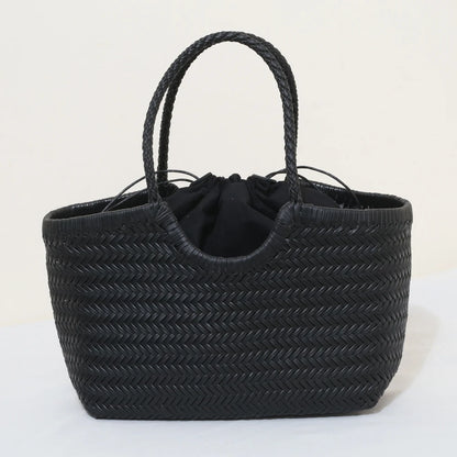 Handbags Women's Genuine Leather Shoulder Bag Weaving Casual Shopping Bag Vintage Big Tote Purse Cowhide Cross Hand Bags Lady
