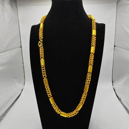Luxurious 9999 24K real gold versatile dragon bone necklace fashionable men's and women's necklace gold jewelry