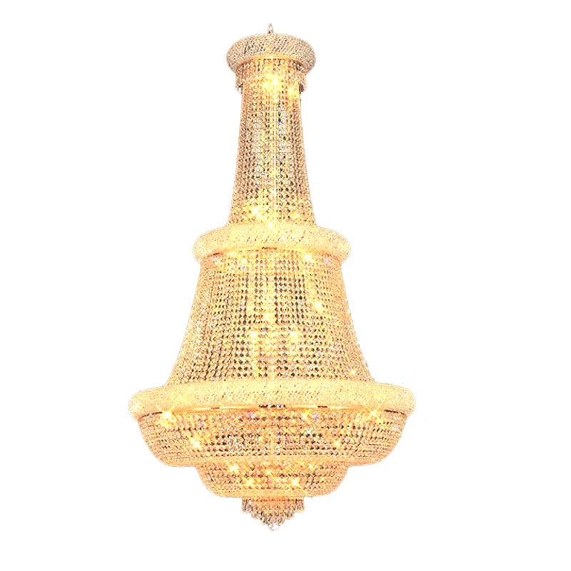 Phube Large Empire Gold Crystal Chandelier Light For Staircase Hanging Lamp For Foyer Lobby Modern Hanging Light Ceiling lights