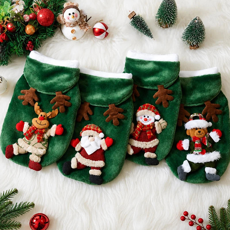 Christmas Dog Clothes Autumn and Winter Flannel Cats Dogs Hoodies Pet Clothes for Small Medium Dogs Christmas Dog Cat Costume