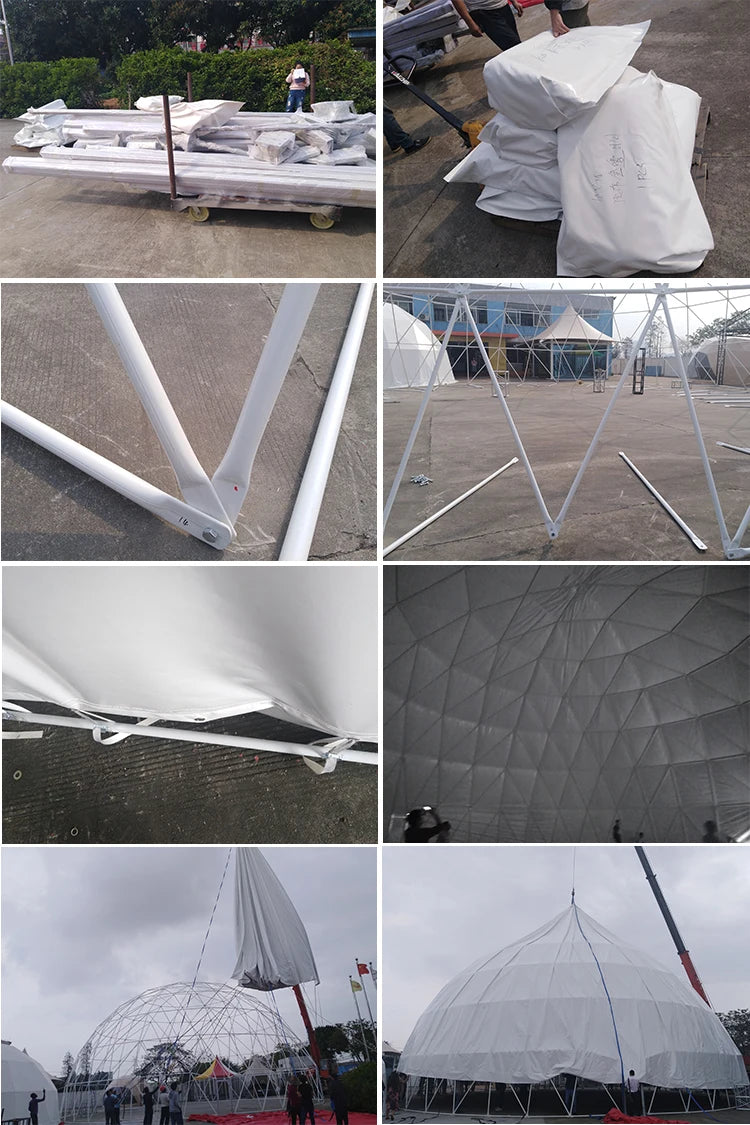 Hot Selling 6 People Living Glamping Resort Round House Igloo Prefab Dome Tents With Bathroom Cabin Factory Price