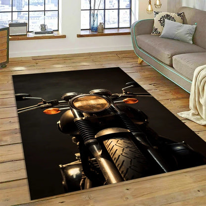 Motocross Modern retro Motorcycle Carpet Rug for Bedroom Living Room Home Sofa Decoration,Children Game Large Decor Floor Mat